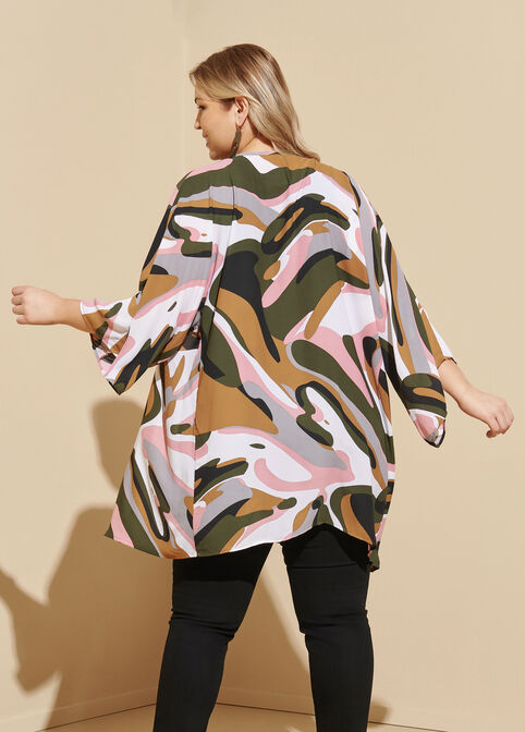 Camo Print Crepe Kimono, Multi image number 1