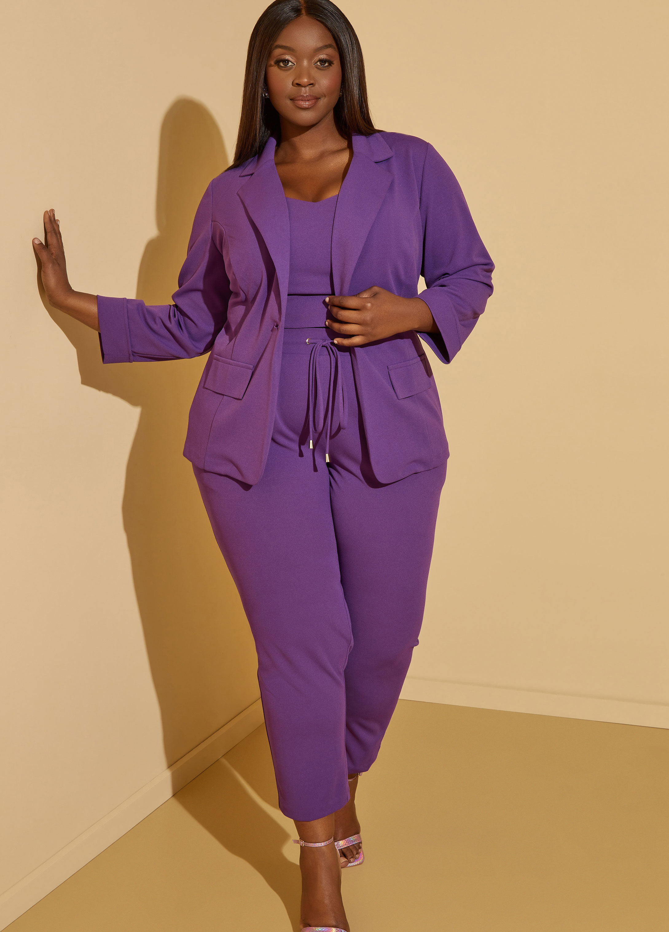 Plus size clearance purple pantsuit