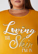 Loving Glittered Graphic Tee, Mustard image number 3