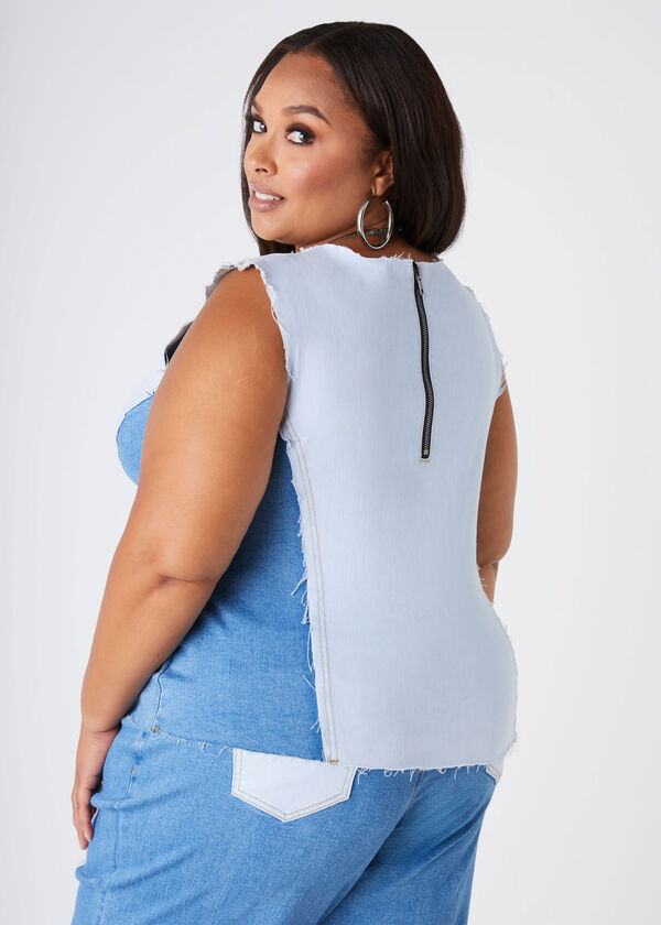 Two Tone Denim Top, Denim image number 1