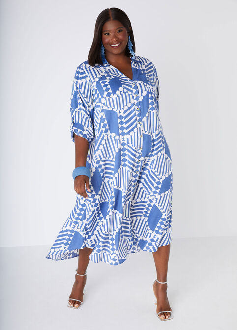 Printed Midaxi Shirtdress, POWDER BLUE image number 0