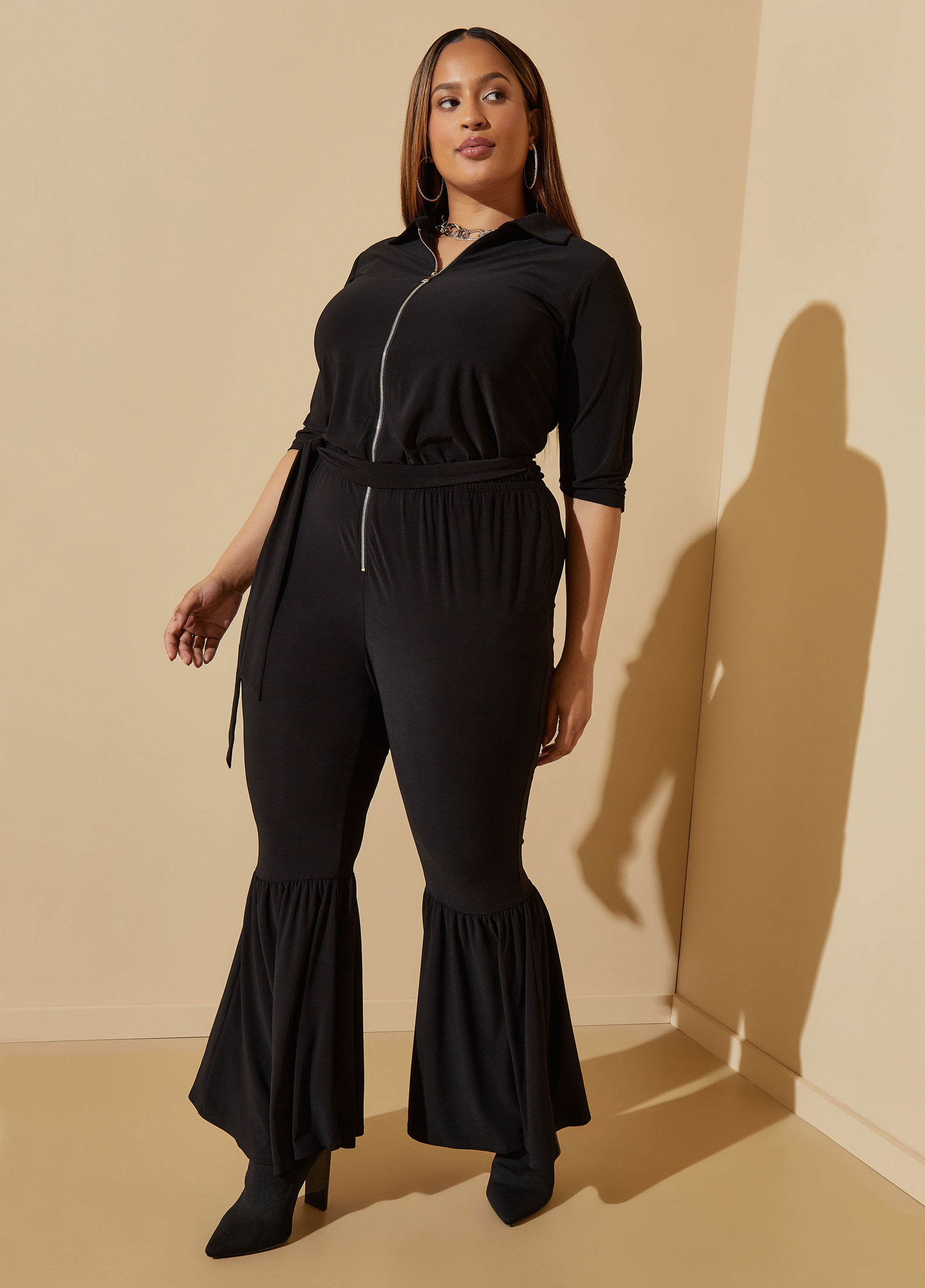 Plus size sales knit jumpsuit