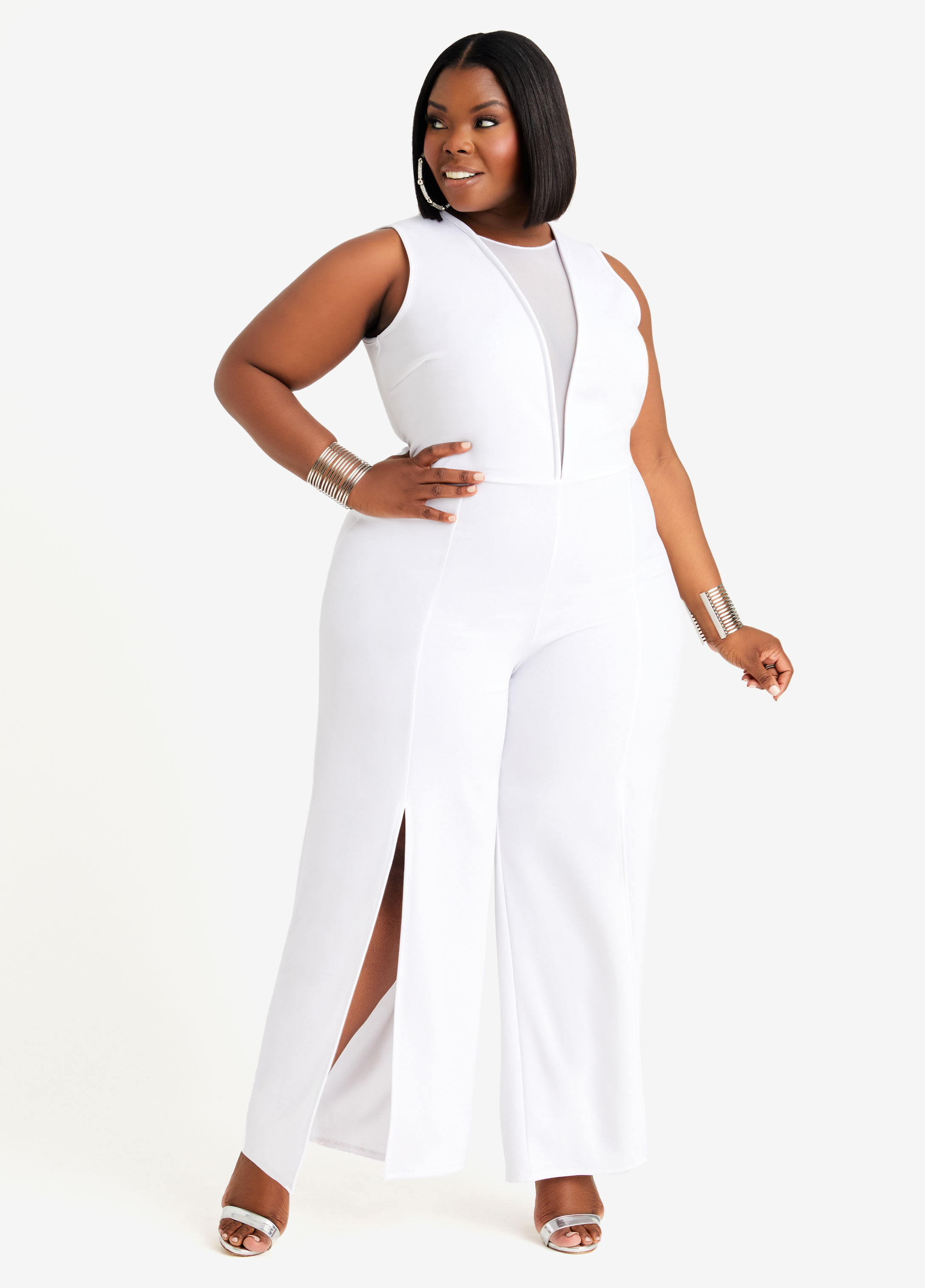 all white plus size jumpsuit