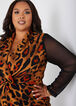 Mesh Sleeved Leopard Dress, Black Animal image number 2