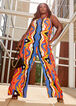 Tie Neck Printed Wide Leg Jumpsuit, Multi image number 0