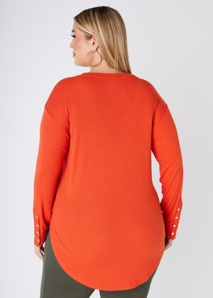 Snap Detailed Ribbed Tee, Pureed Pumpkin image number 1