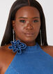 Rosette Denim Halter Dress, Medium Blue image number 2