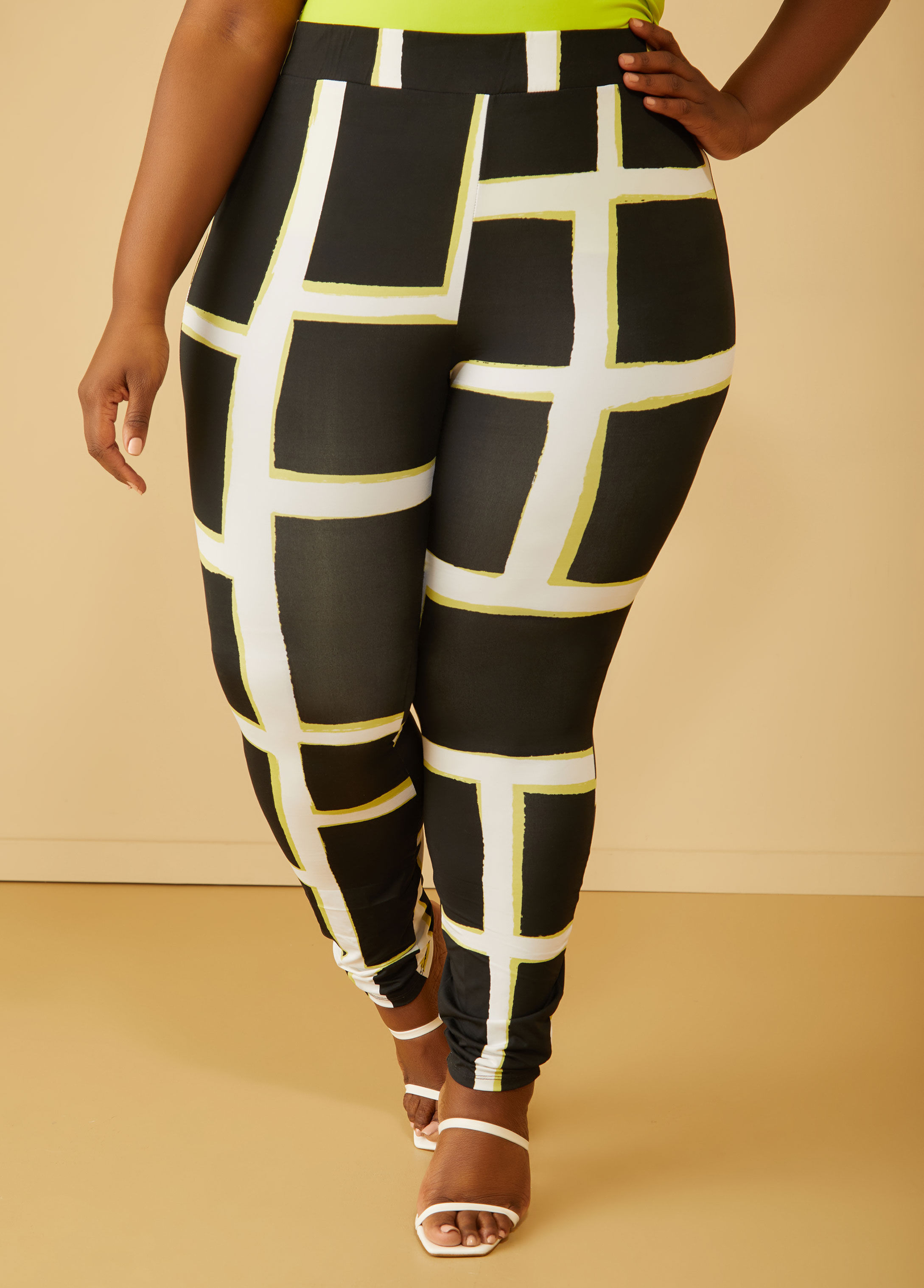 Abstract Print High Waist Skinny Leggings Versatile Every - Temu