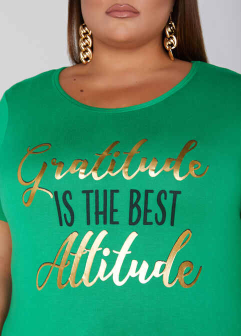 Gratitude Attitude Graphic Tee, Green image number 3