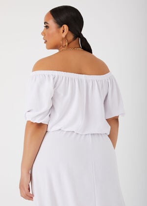Textured Off The Shoulder Blouse, White image number 1
