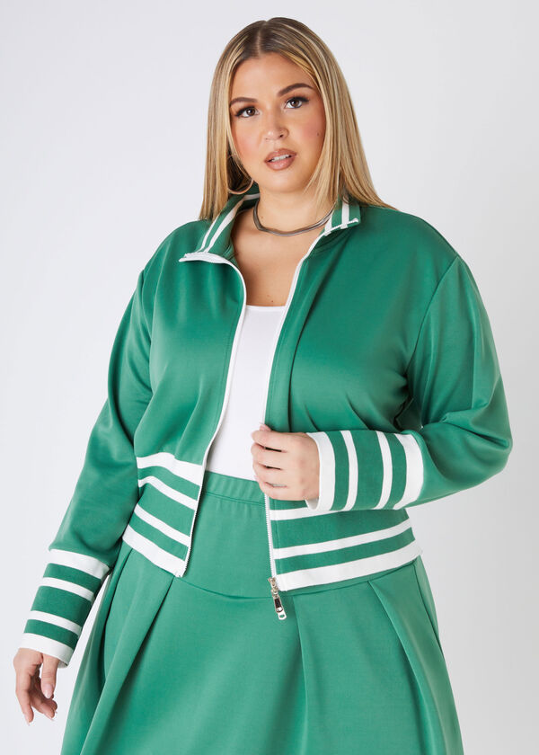 Striped Tennis Jacket, FOLIAGE image number 0