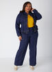 Pleated Denim Peplum Jacket, Dk Rinse image number 2