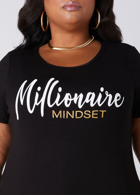 Millionaire Mindset Graphic Tee, Black image number 3