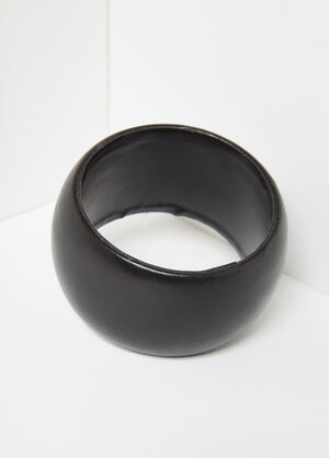 Oversized Faux Leather Bangle, Black image number 1