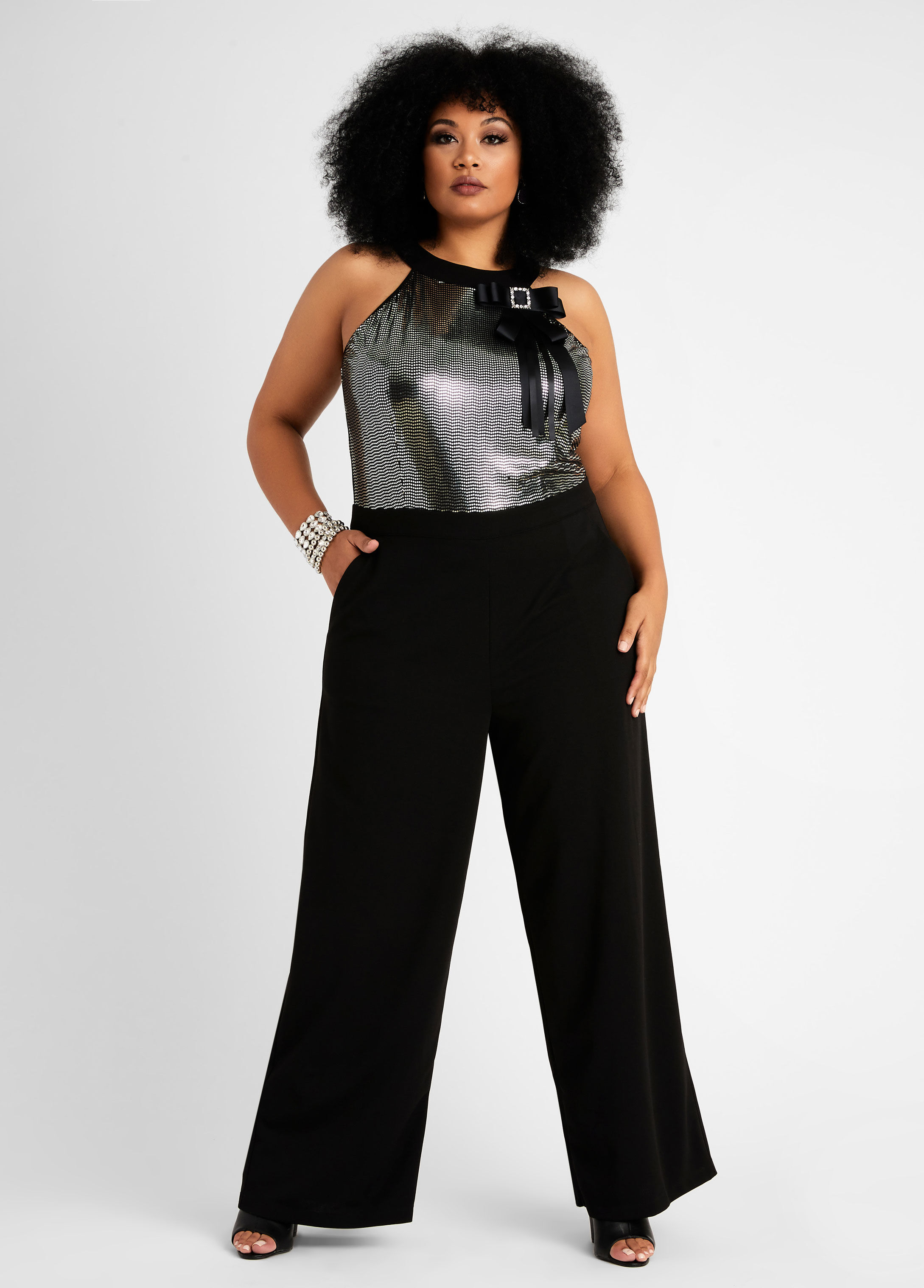 ashley stewart gold jumpsuit