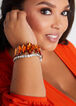 Crystal Silver Tone Bracelet Set, MANDARIN RED image number 0