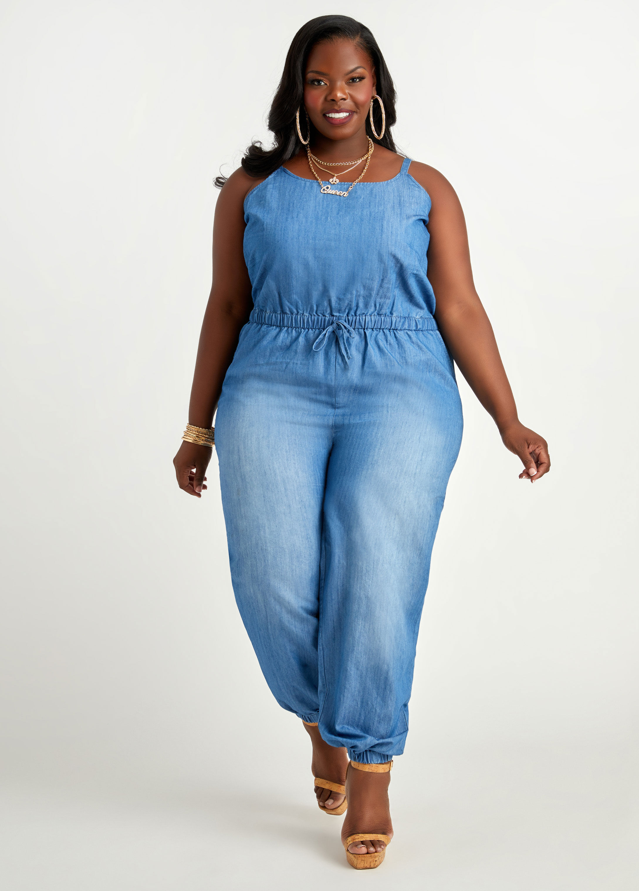 plus size chambray romper