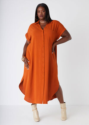 Textured Midaxi Shirtdress, Umber image number 0