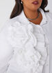 Ruffled Cotton Blend Poplin Shirt, White image number 3