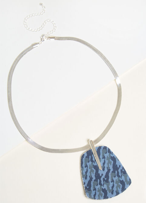 Camo Denim Herringbone Necklace, Denim image number 1