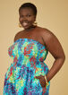 Strapless Printed Romper, Turquoise Aqua image number 2