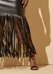 Fringed Faux Leather Bodycon Dress, Black image number 2