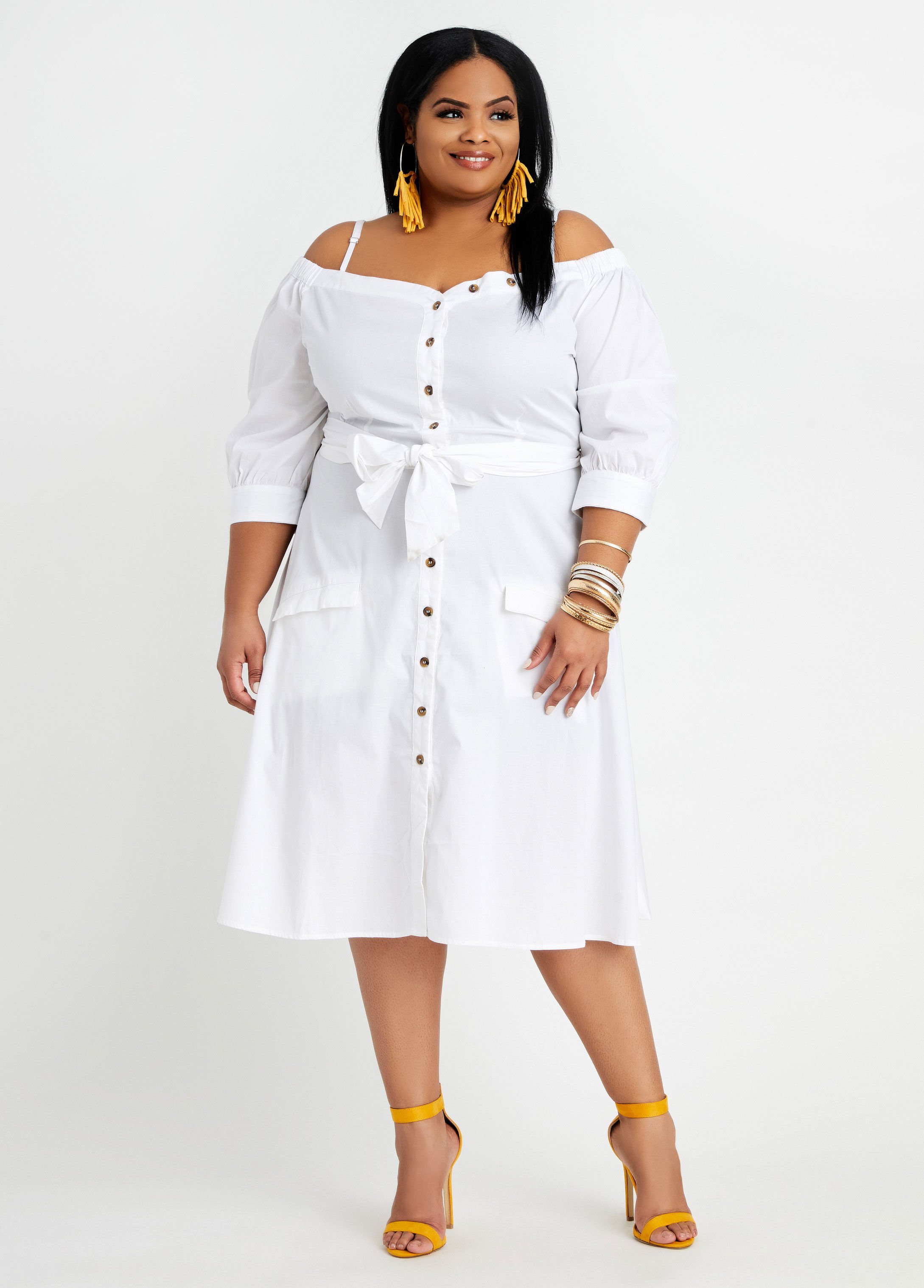 ashley stewart plus size white dresses