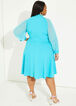 Cutout Mesh Paneled A Line Dress, BlueBird image number 1