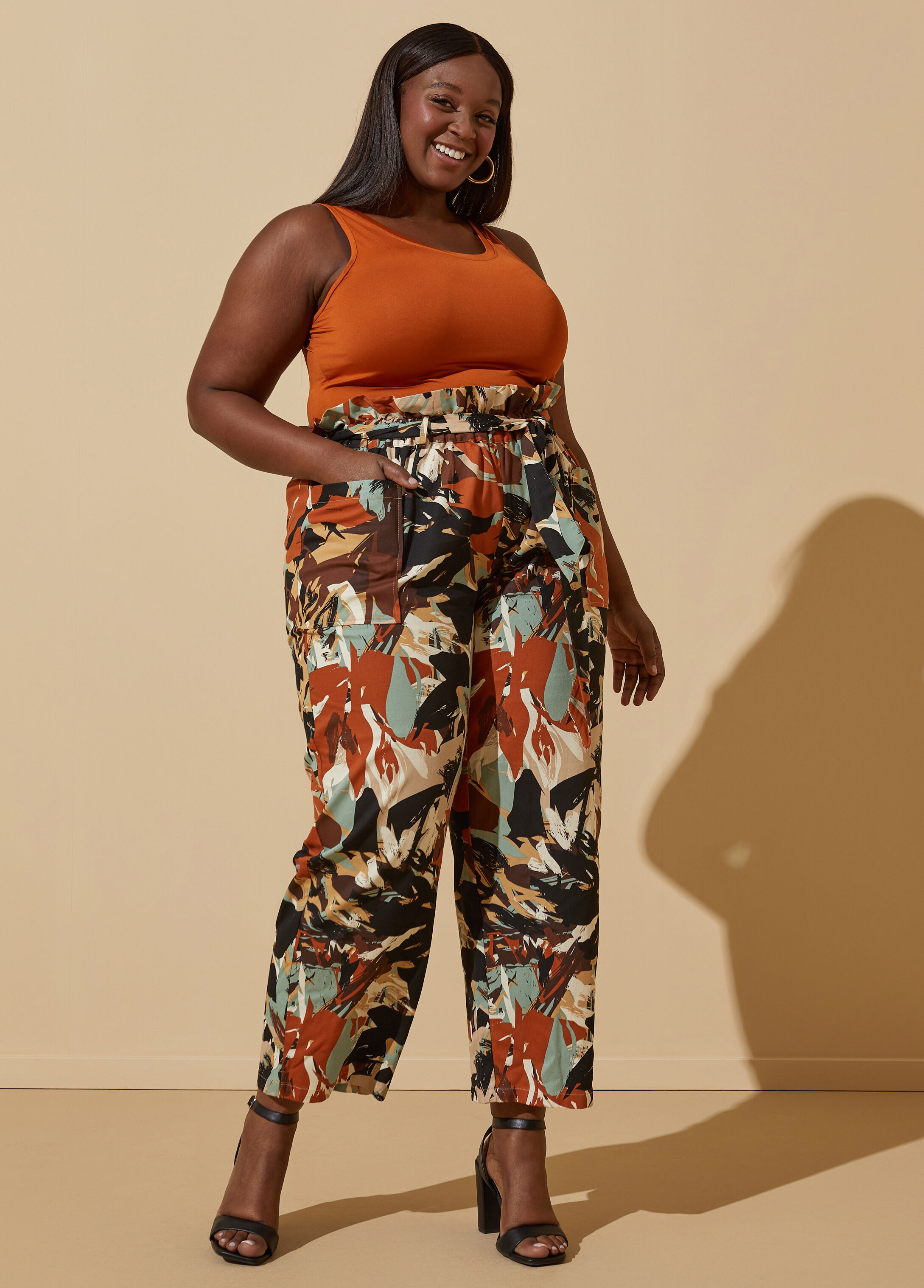 Plus size cotton hot sale wide leg pants