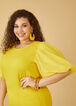 Puff Sleeved Paneled Textured Top, Maize image number 2