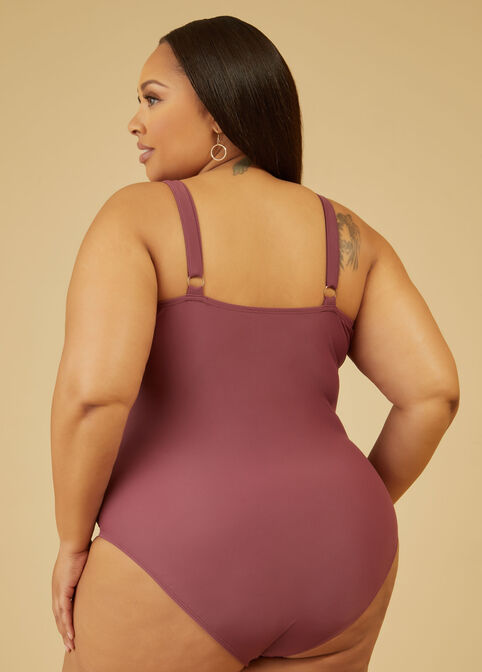 Catherine Malandrino Ruched Swimsuit, Raspberry Radiance image number 1