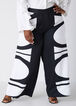 Printed Crepe Wide Leg Pants, Black White image number 3