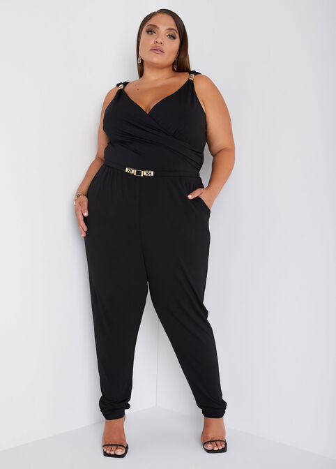 Embellished Tapered Jumpsuit, Black image number 0