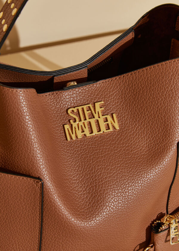 Steve Madden Tote Shoulder Bag Shopper Vegan Faux Leather Brown
