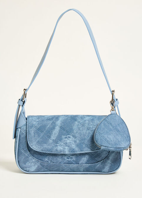 Denim Print Faux Leather Bag, Denim image number 1