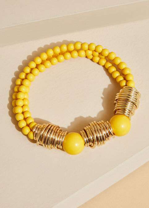 Bead And Wire Stretch Bracelets, Maize image number 0