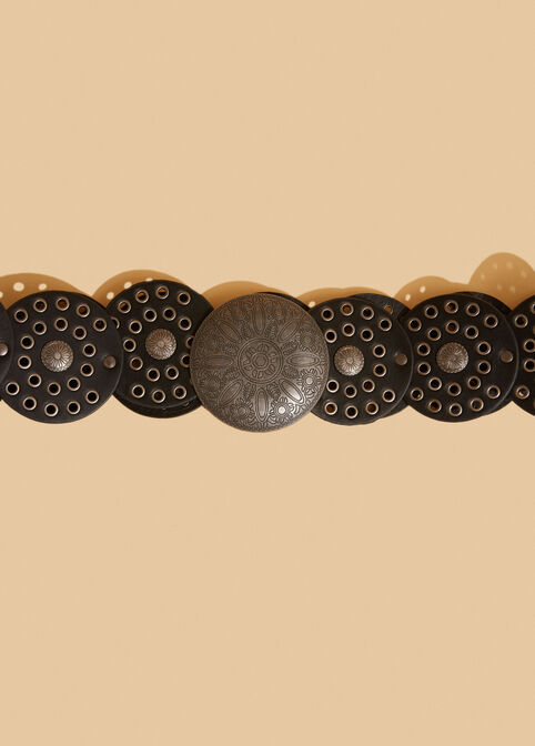 Grommet Embellished Disc Belt, Black image number 1