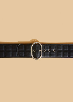 Quilted Faux Leather Waist Belt, Black image number 1