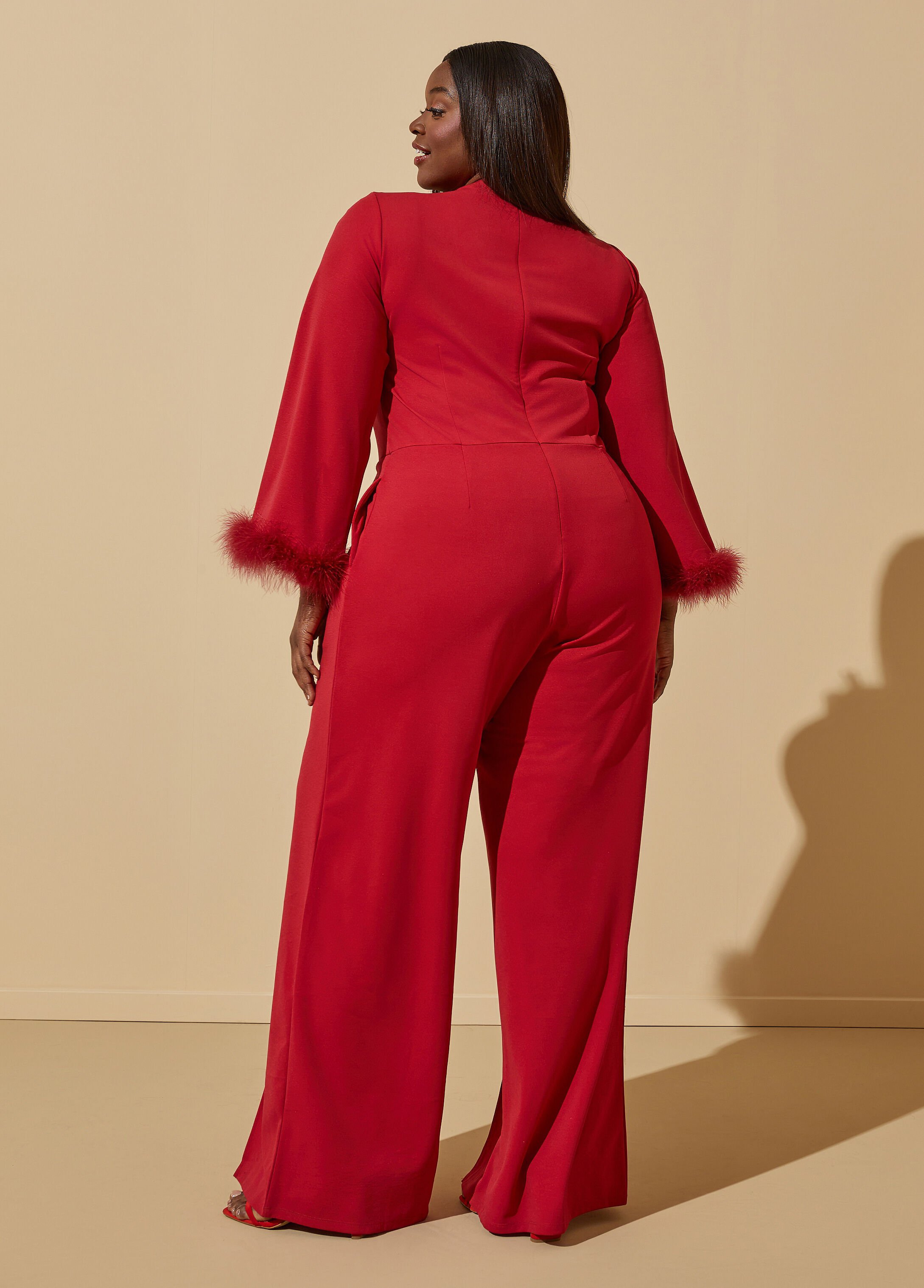 Plus Size Wide Leg Jumpsuit Plus Size Sexy Feather One Piece