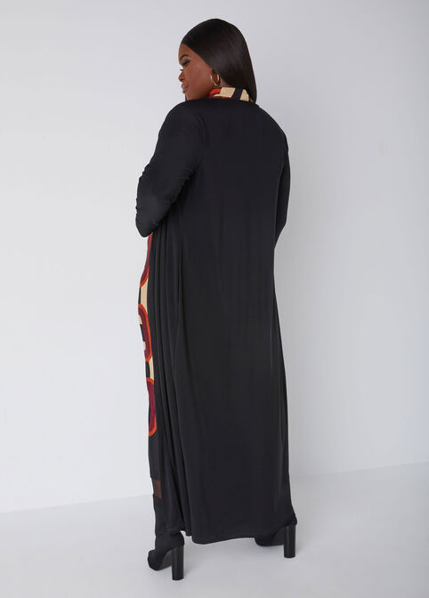 Open Front Stretch Knit Duster, Black image number 1