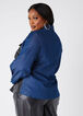 Faux Leather And Chambray Shirt, Denim image number 1