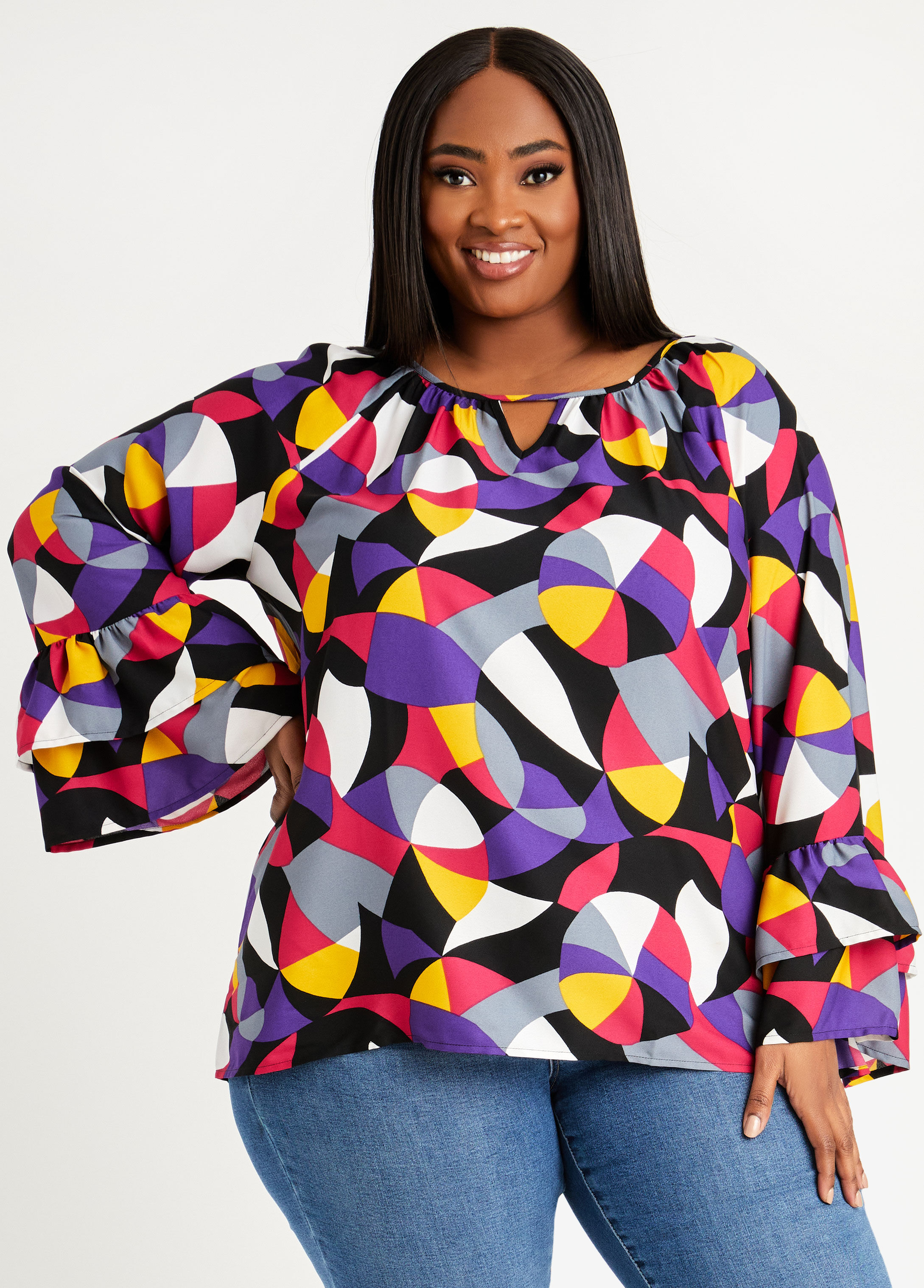 Printed Blouses Dressy Plus Size Tops