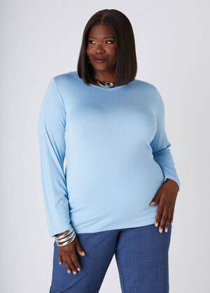 Long Sleeved Jersey Tee, POWDER BLUE image number 0