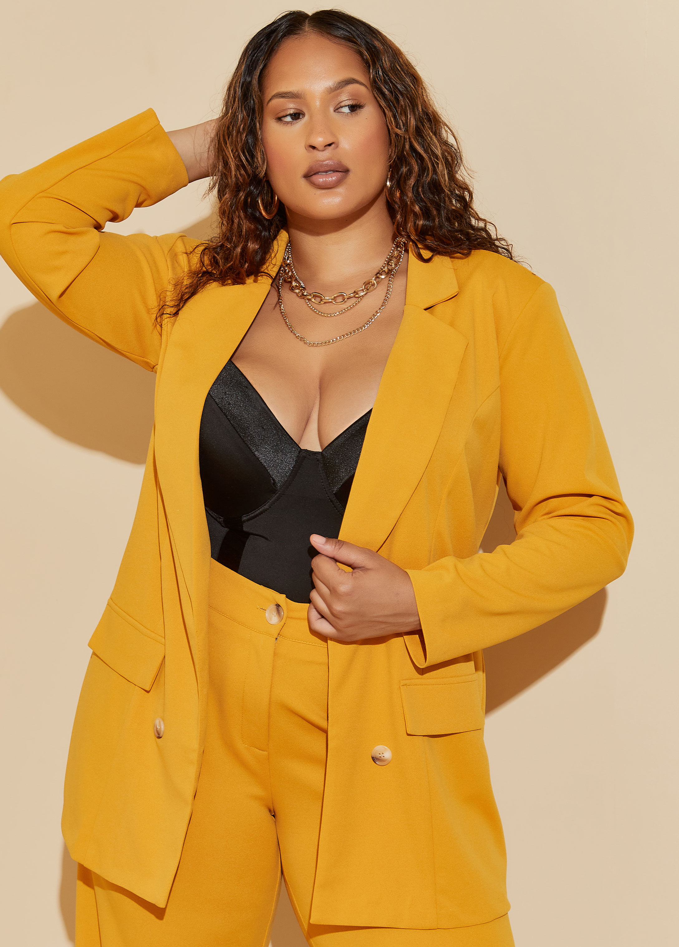 Yellow blazer women's plus on sale size