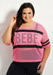 Bebe Sport Neon Pink Mesh Logo Tee, Hyper Pink image number 0