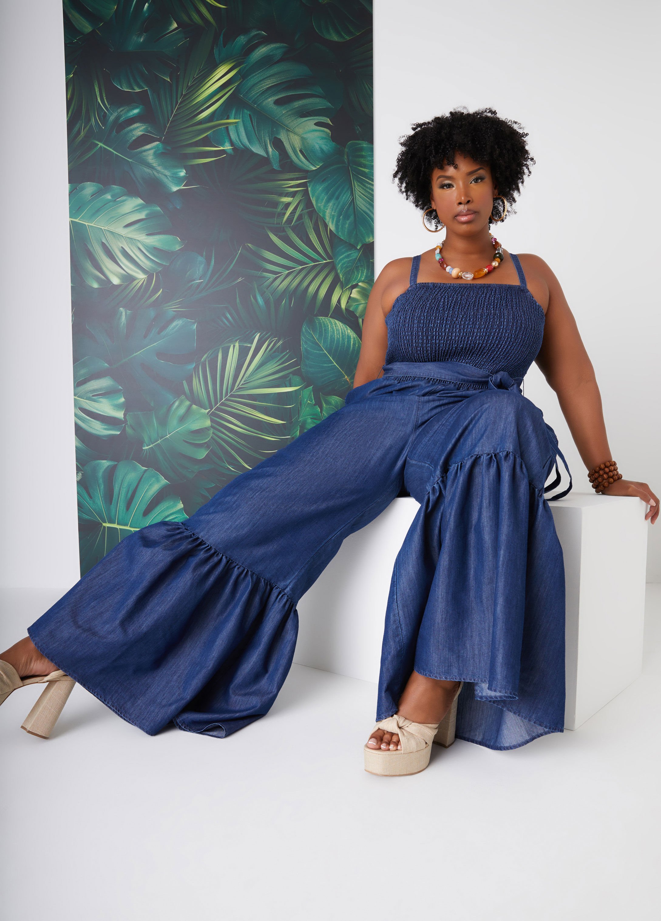 Bell Bottom Chambray Jumpsuit