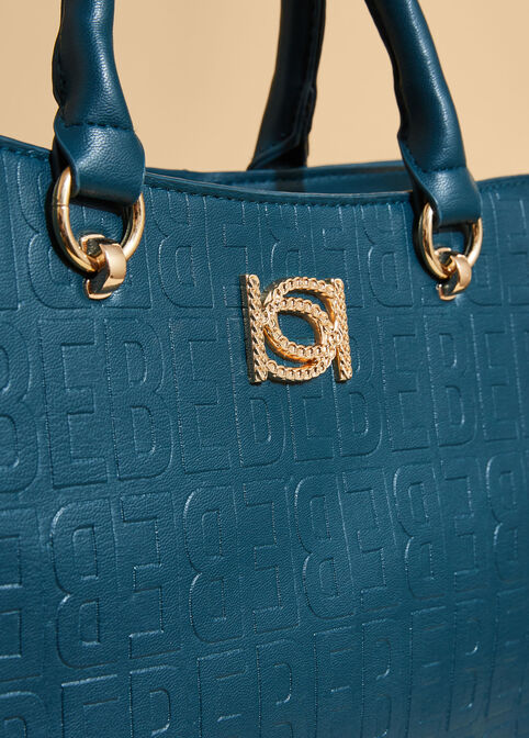 Bebe Christy Embossed Satchel, Blue image number 2