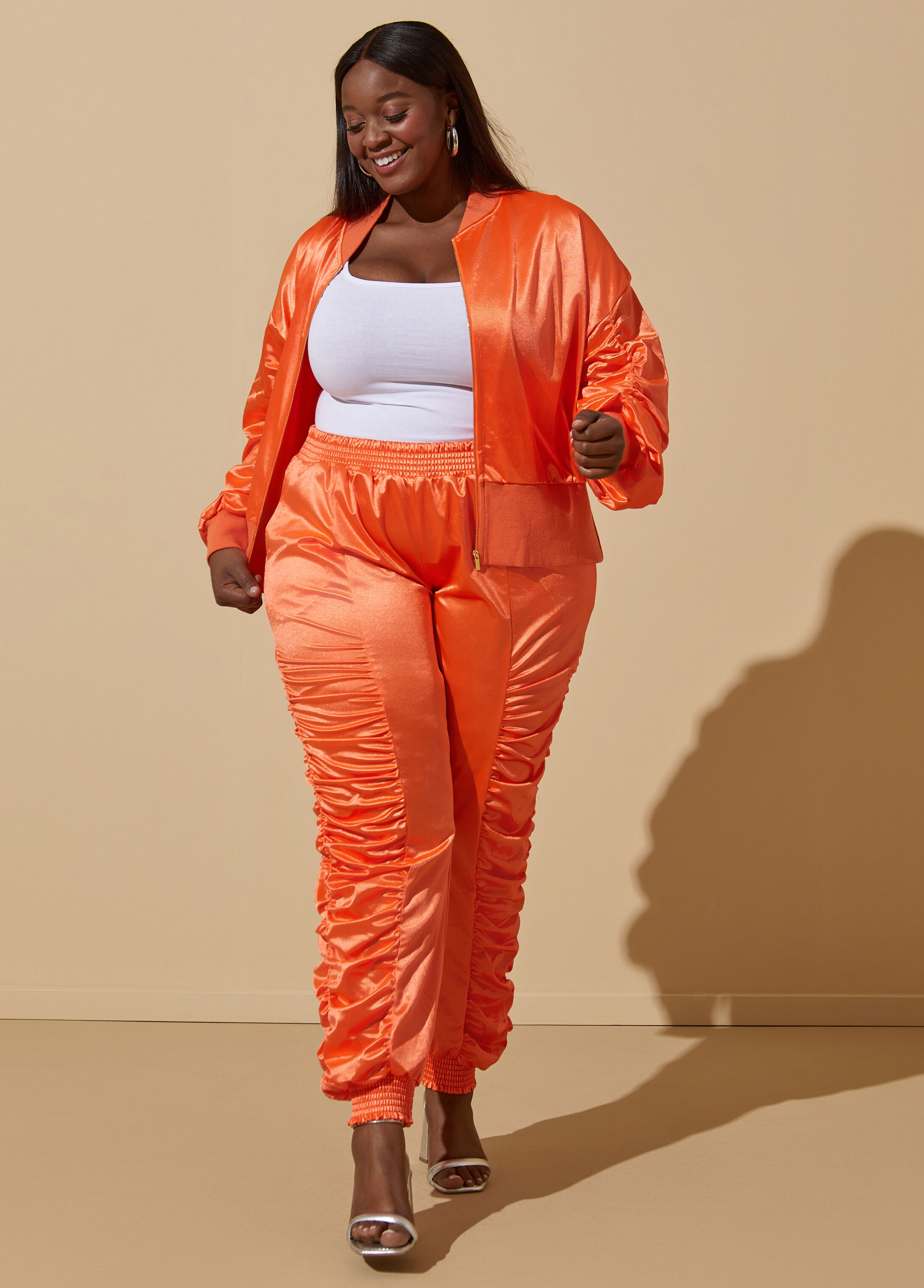 Plus size hot sale satin joggers