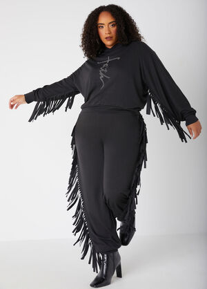 Fringed French Terry Joggers, Black image number 0