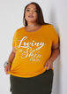 Loving Glittered Graphic Tee, Mustard image number 0